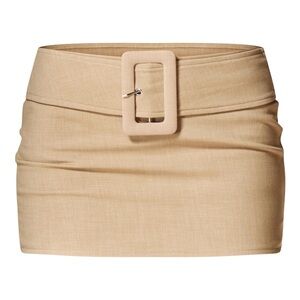 Elegant Tan Mini Skirt with Buckle
